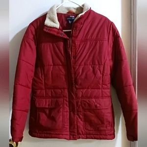 Land’s End Red‎ Zip Up & Snap Jacket sz. MEDIUM